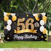1pc 2D 56th Birthday Happy Birthday Theme Decorative Banner Black Gold Backdrop For Living Room Bedroom Garden Scene Party Celebration