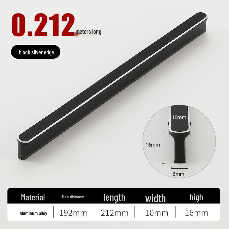 Round T-Type Black Wardrobe Door Handle with Gray, Gold, and Silver Edges