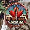 2D Flat, 1pc Toronto Canada Patriotic Flag Metal Wall Art - Retro Historic Buildings & Fireworks Sign with Maple Leaf Design, Durable Aluminum