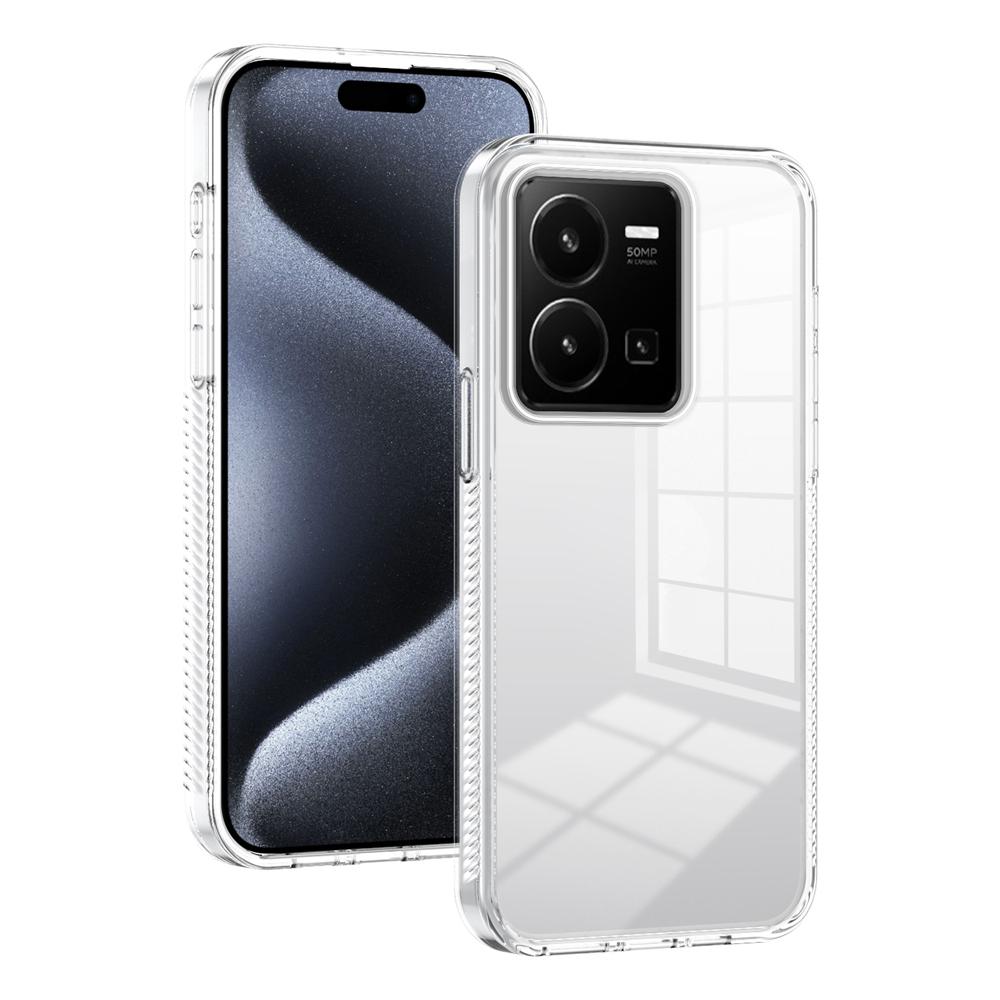 KEYSION Transparent Phone Case for VIVO Y35 Y22 Y22S Soft TPU+PC Anti-slip HD Clear Shockproof Phone Back Cover for VIVO Y22 Y35