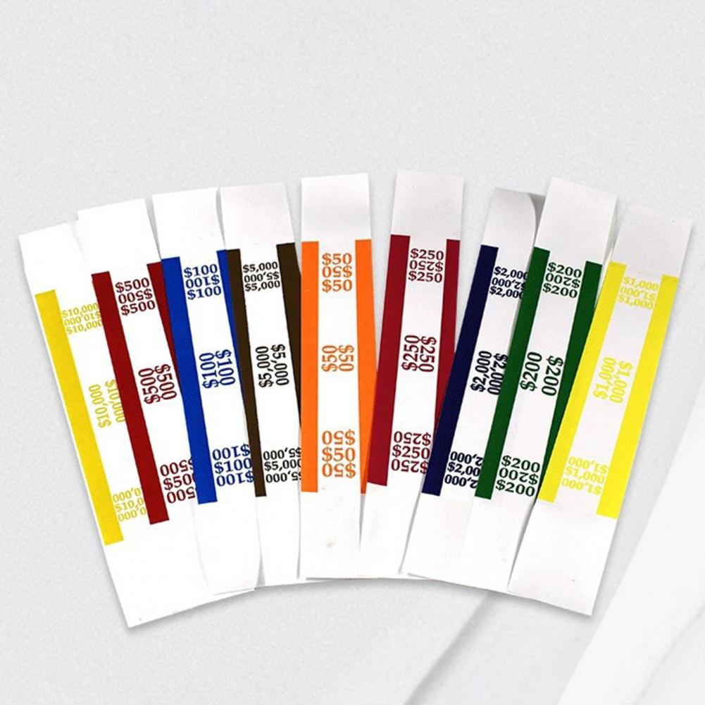 Cash Strap Organizer Money Denomination Identifier Bulk Money Band Bundle for Cash Sorting Wrapping 450 Self-sealing for Banks