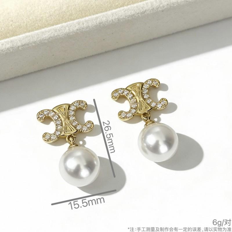 Brincos Minimalistas de Argola com Pérola e Cristal Dourado Banhado Geométricos Moda Joias