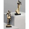 Stylish Golden Black Resin Romantic Couple Statues for Home Decor (Pack of 2, Black & Golden)