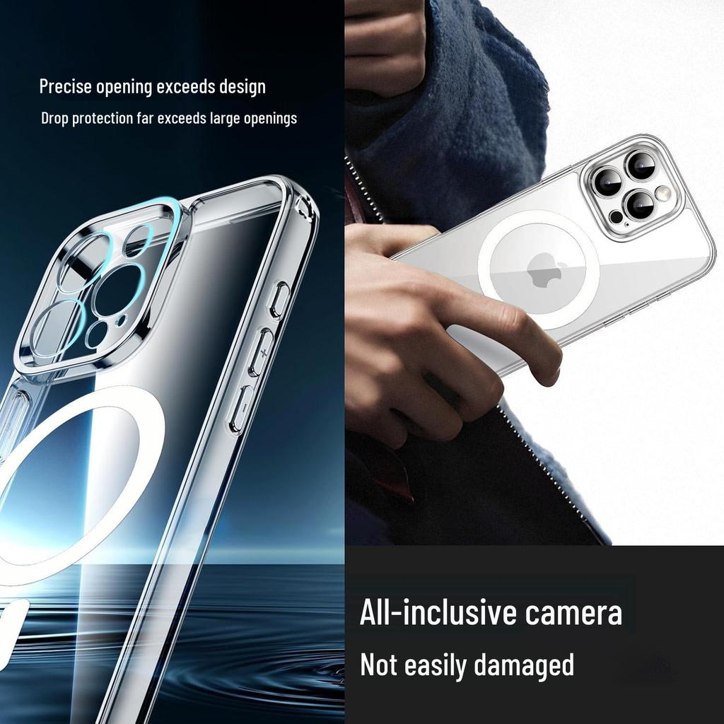 Magnetic Transparent Case for iPhone 17 Pro Max, Apple 16, 15, Full Coverage; Compatible with 13 Mini