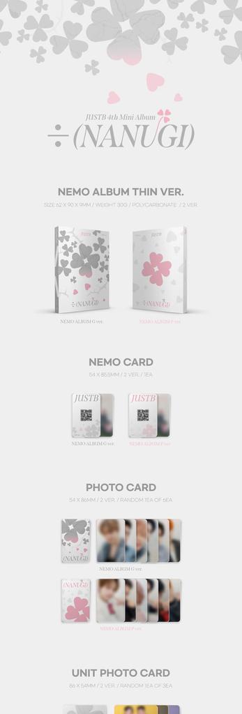 JUST B ÷ NANUGI 4th Mini Album Contents+Photocard+Tracking Sealed DIVIDE (NEMO P Version)