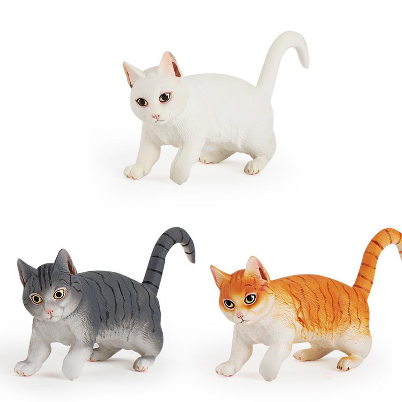 Children's Black and White Kitten Simulation Set - Toy Cat Figurine