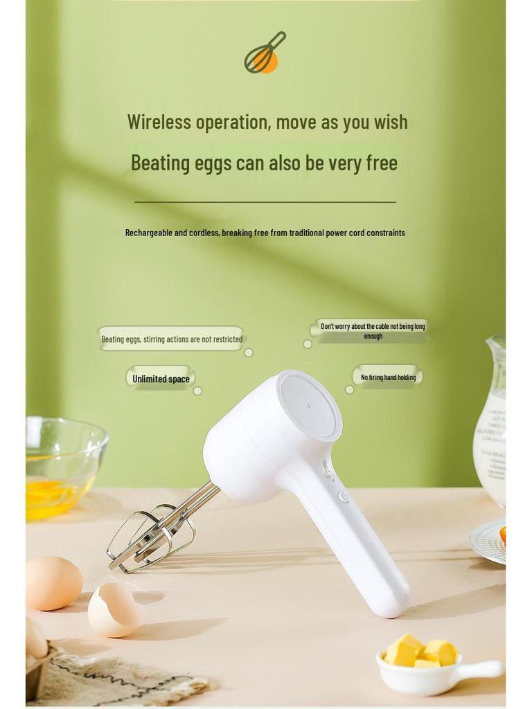 Multifunctional Wireless Egg Beater: Portable, Rechargeable Cream & Dough Mixer for Baking