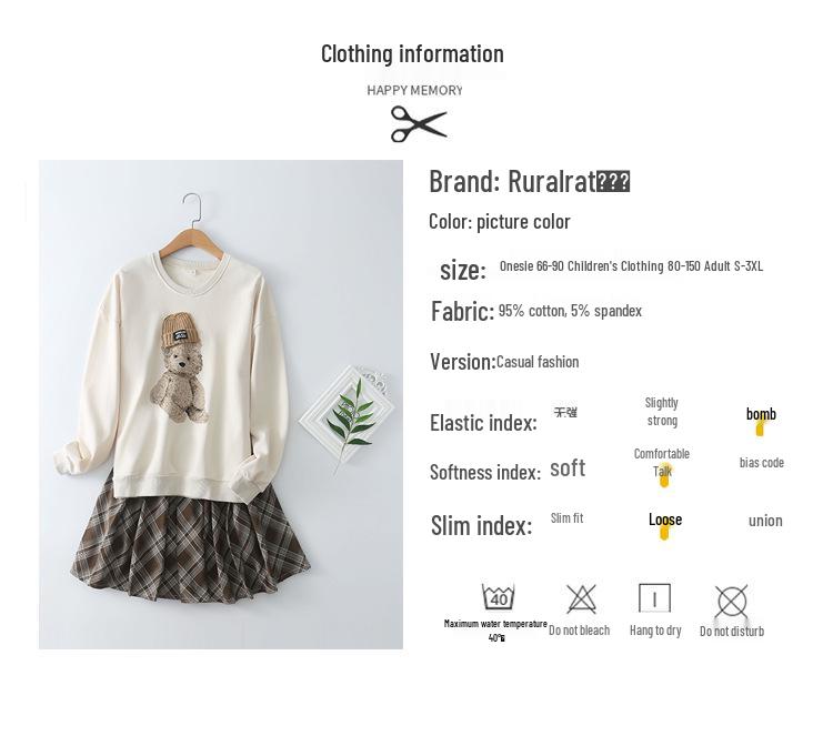 Autumn Family Portrait Bear Doll Pullover: Loose Baby & Parent Sweatshirt