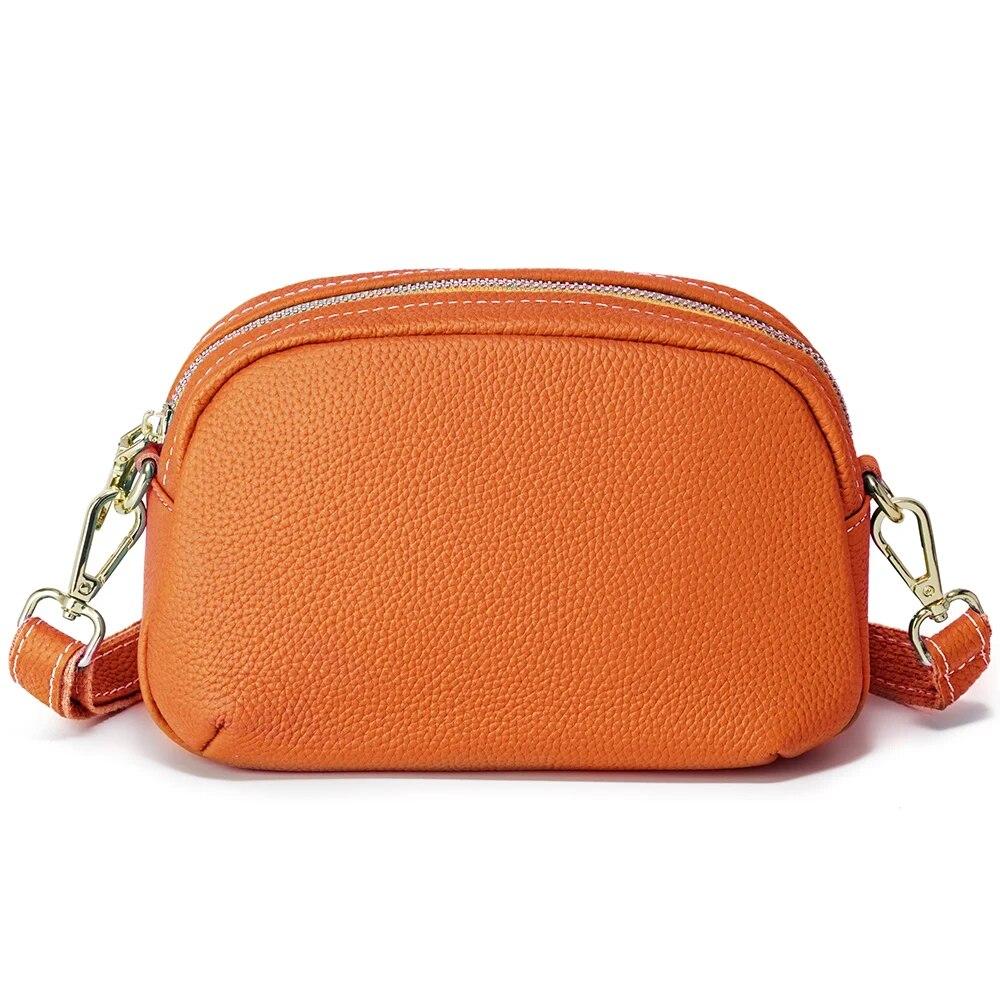 Zency Vintage Cowhide Leather Women Shoulder Bag Messenger Casual Small Leather Handbags Crossbody Pockets Simple Fashion Purses