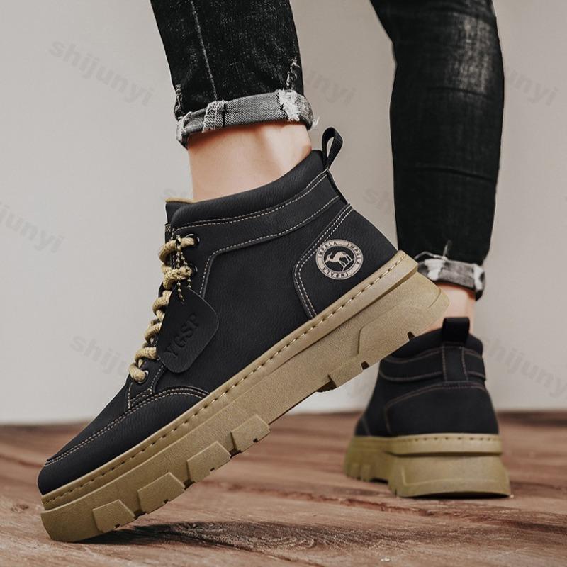 Fashion Men's Retro Style High Top Thick Soled Casual Shoes 2025 Autumn Fashion Trend Versatile Comforatble Non Slip Chunky Shorts Boots