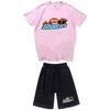 Mens Casual Sport Shorts Set With Tiger Head Print Cotton Blend Tee Straight Fit Mid-Length Pants