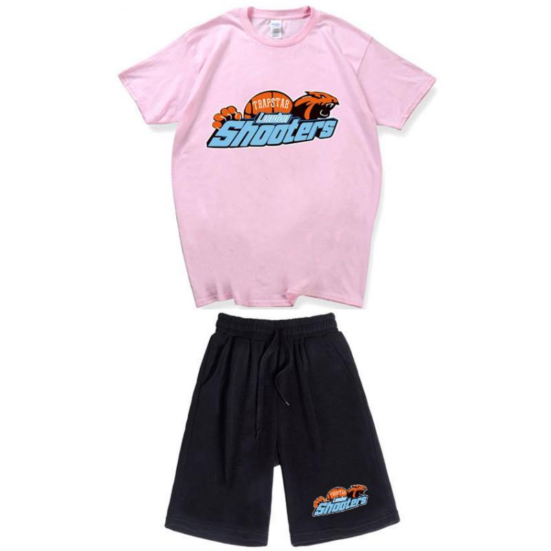 Mens Casual Sport Shorts Set With Tiger Head Print Cotton Blend Tee Straight Fit Mid-Length Pants
