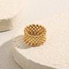 MamacitaPlay 316L Stainless Steel Mesh Hollow Out Ball Ring 18K Gold Plated Waterproof Jewelry For Women Trend Everyday Wear