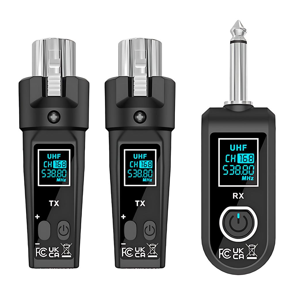 

UHF Automatic Transmitter Setup 6Hrs Battery Wireless Guitar Transmitter Receiver 164ft Range for Audio Mixer and PA Setup