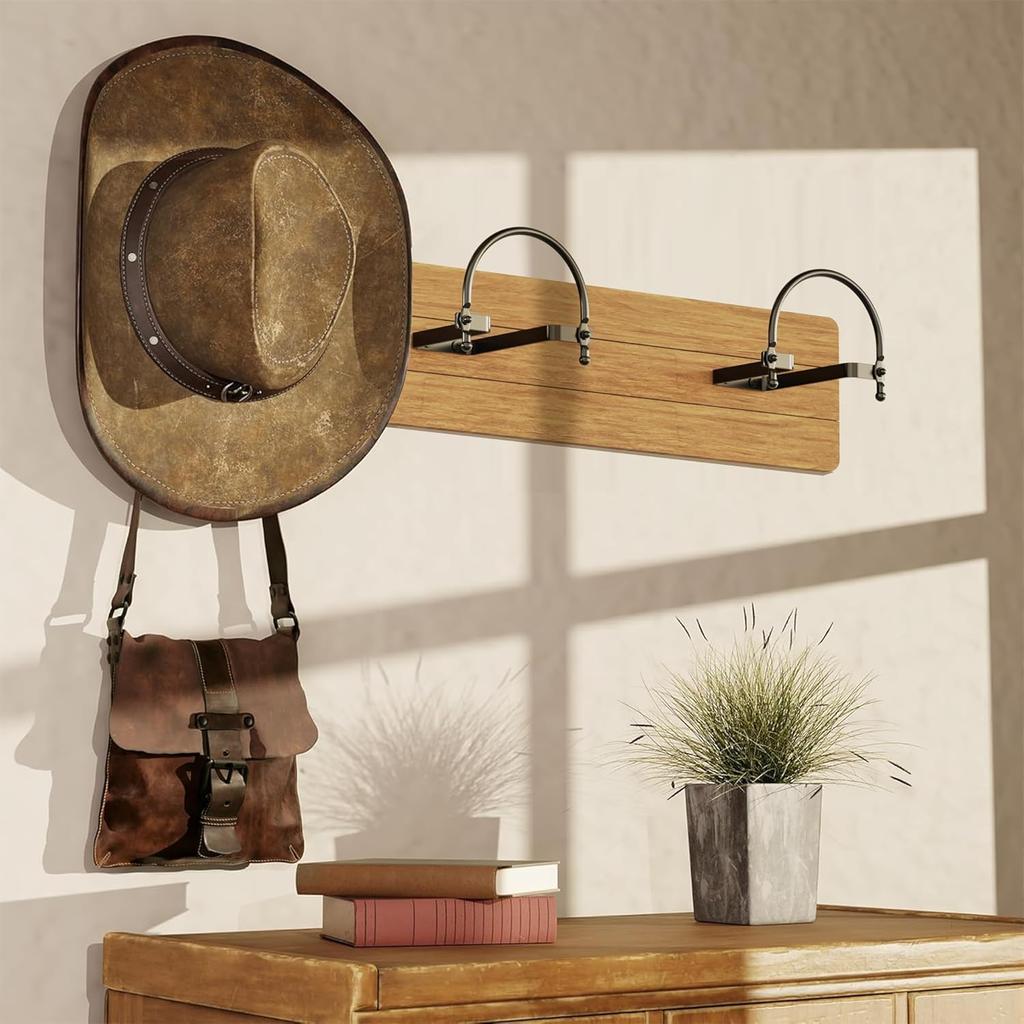 Cowboy Hat Rack 2 Pack, Wall Mount Hat Organizer, Heavy Duty Hat Hanger for Western Home Decor.