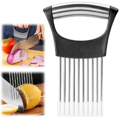 Onion Slicer, Stainless Steel Onion Holder for Slicing with Protective Case, Onion Cutter Tool for Meat Lemon Potato