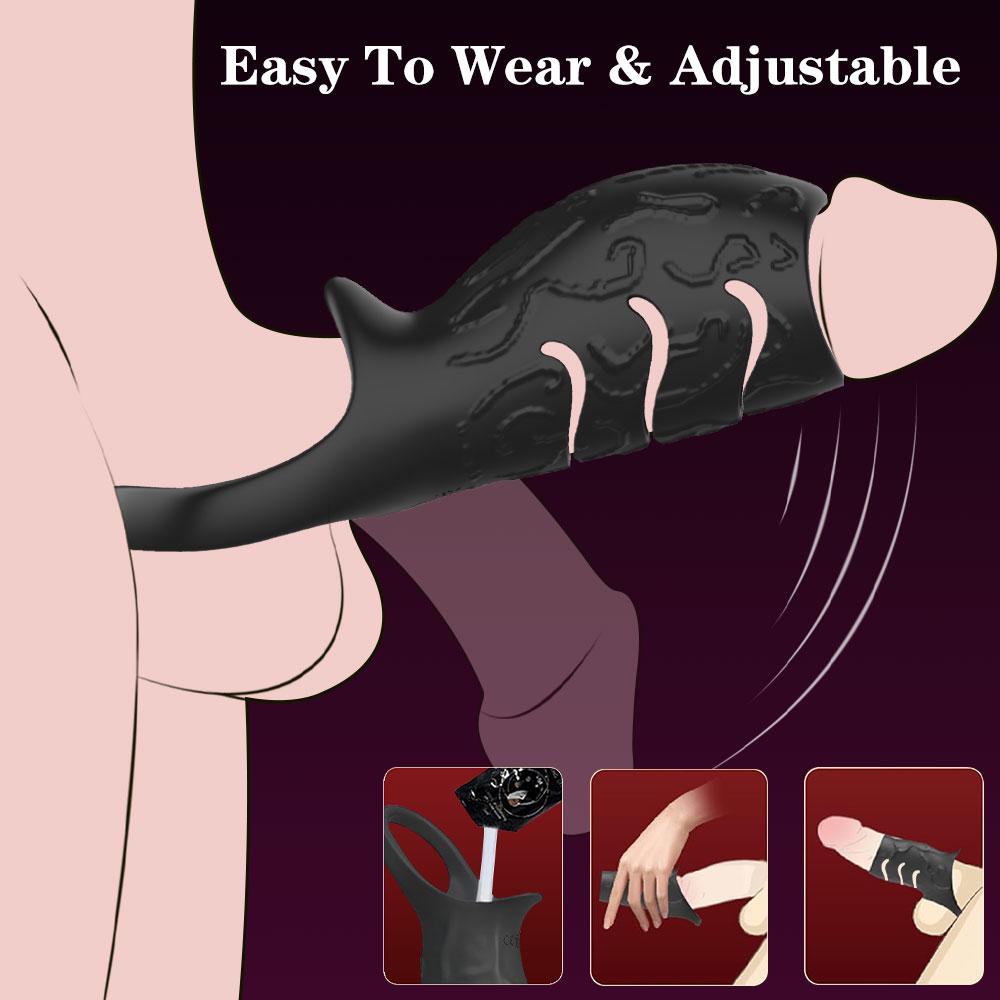 Vibrating Penis Sleeve Cock Ring Adult Sex Toys for Men Women Penis Ring Vibrator G-Spot Stimulation Male Couple Sex Toy