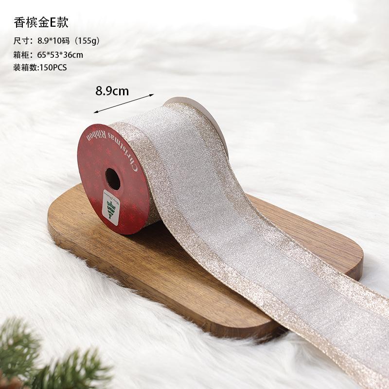 New Christmas Transparent Mesh Snowflake Ribbon Handmade Bowknot Props Gift Packaging Hanging Wall Hanging Interior Decoration