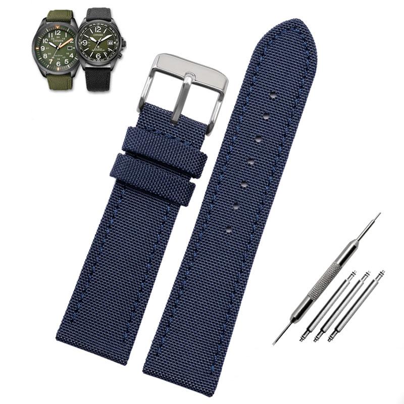 Climbing Nylon Watch watch belt  Citizen BM8475 Timex  Handmade Waterproof canvas watchband 20mm22mm 23mm strap Green blue black