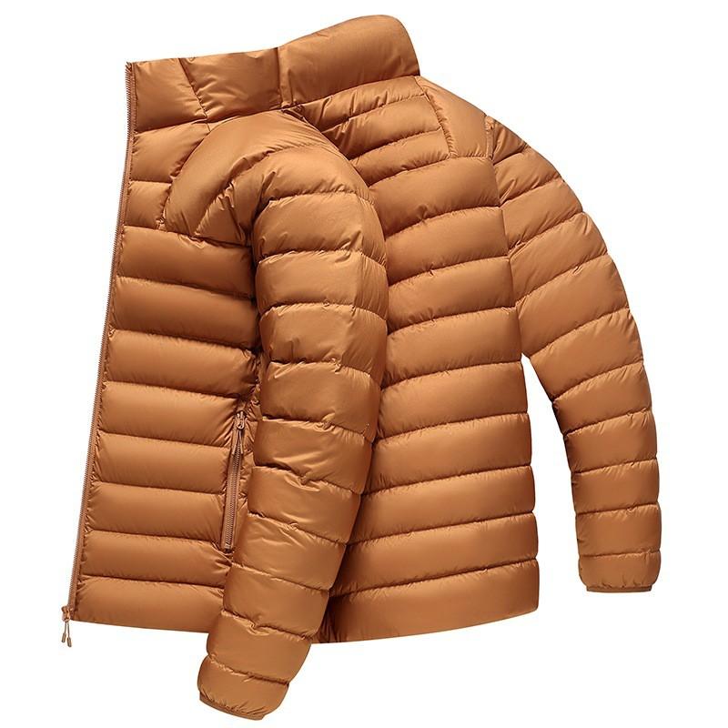 Mens Lightweight Winter Down Jacket Slim Fit Stand Collar Zip-Up Warm Outdoor Coat