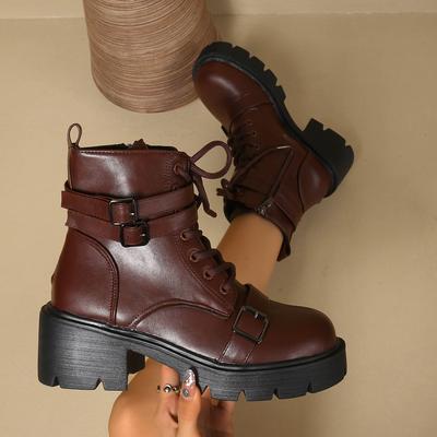 Soft Leather Platform Martin Boots Women's 2025 New Autumn and Winter British Style Internet Celebrity Super Fire Belt Buckle Versatile Short Boots