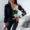 Spring Autumn Women Officewear Blouse Women Fashion Elegant Scarf Chain Print Button Design Shirt Long Sleeve Patchwork