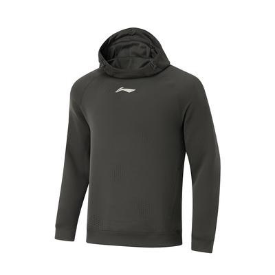 Li Ning Cba Series Solid Color Logo Hoodie Comfortable Breathable Versatile Casual Sweatshirt Men Hoodies Graphite-Grey AWDU521-4