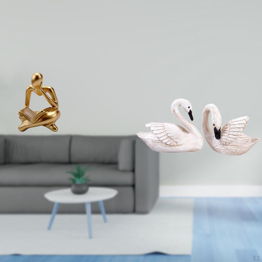 Abstract Swan Thinker Statue Resin Decoration for Tabletop Living Room Shelf Office Bookshelf Couple