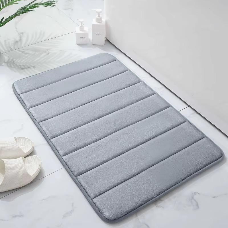 Alfombra de Piso 1PCS Espuma Viscoelástica Raya Color Sólido Alfombra de Piso Baño Antideslizante Absorbente Alfombra Inodoro Alfombra para Puerta