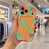 Multicolor Simple Daisy Orange Base Wavy Edge Phone Case For iPhone 17 16 15 14 13 12 11 8 7 Plus Pro Max Floral Cover