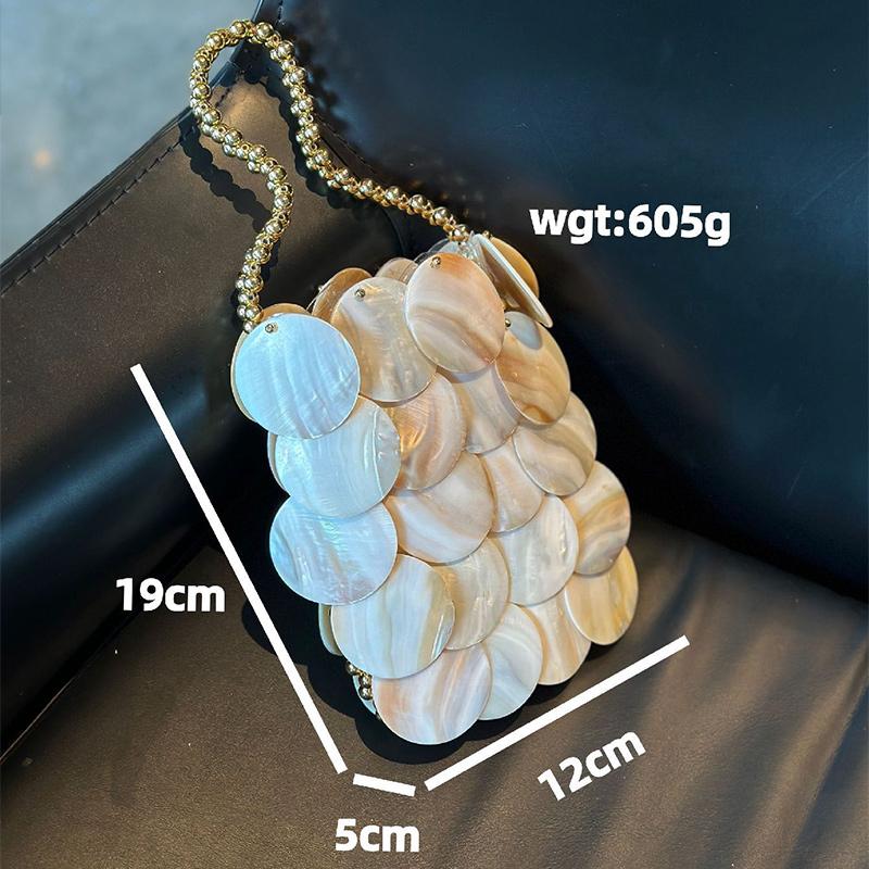 Дизайнерская Сумка-Клатч Ракушка с Блестками, Роскошная Плетеная Цепочка Ручной Работы Сумка на Плечо, Женская Пляжная Дорожная Вечерняя Сумка-Клатч