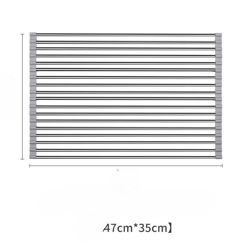 Deluxe Roll-Up Stainless Steel Dish Drying Rack - Space-Saving Over-The-Sink Design, Portable & Anti-Rust,  Dish Drying Rack for Kitchen Counter