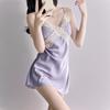 New Female Sexy Nightdress Ice Silk Suspender Thin Pajamas Spring and Summer Lace Lace Dress Live Supply