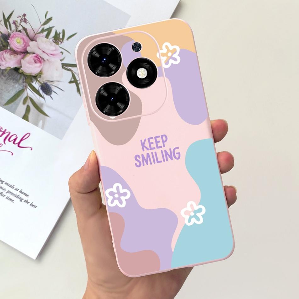 For Tecno Spark Go 2024 Case Cute Flower Love Pattern Candy Color Soft Silicon Slim Phone Back Cover For Spark Go (2024) BG6