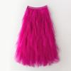 Manufacturer, Elastic Waist Fashionable Versatile and Thin Mesh Stitching Irregular Medium and Long Skirt