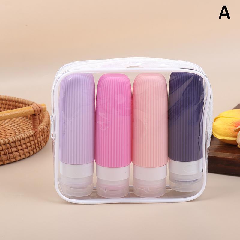 

4-Pack Travel Size Toiletry Bottles Set- Leakproof Silicone Containers with Storage Case for Shampoo, Lotion & Cosmetics