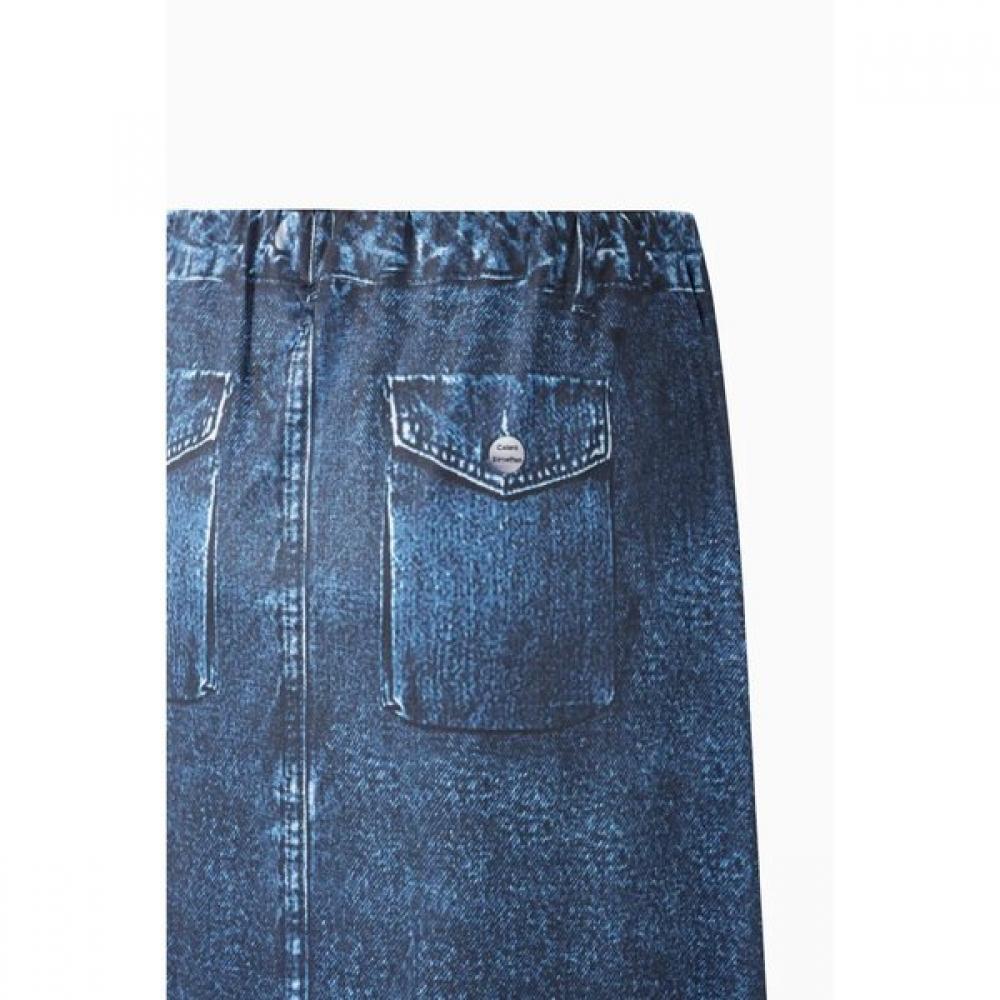 Benetton Denim Printed Banding Skirt Bask92631