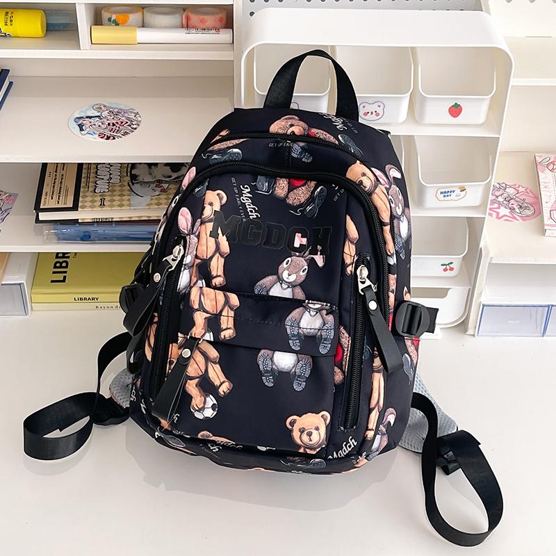 Student Schoolbag Female Bear Print Backpack Graffiti Junior High School Student Small Backpack