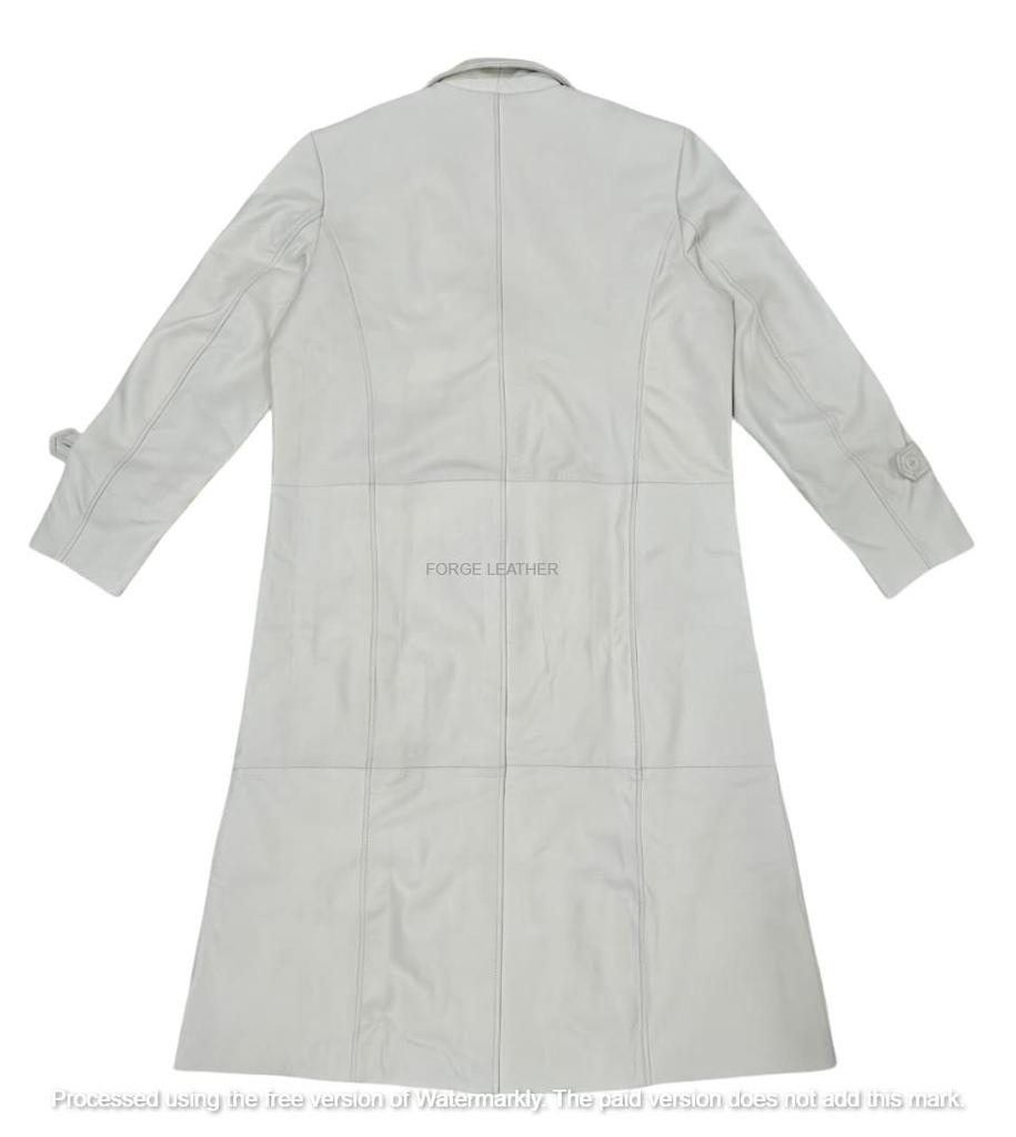 Handmade Formal Casual Workwear Stylish White Men Genuine Leather Trench Coat