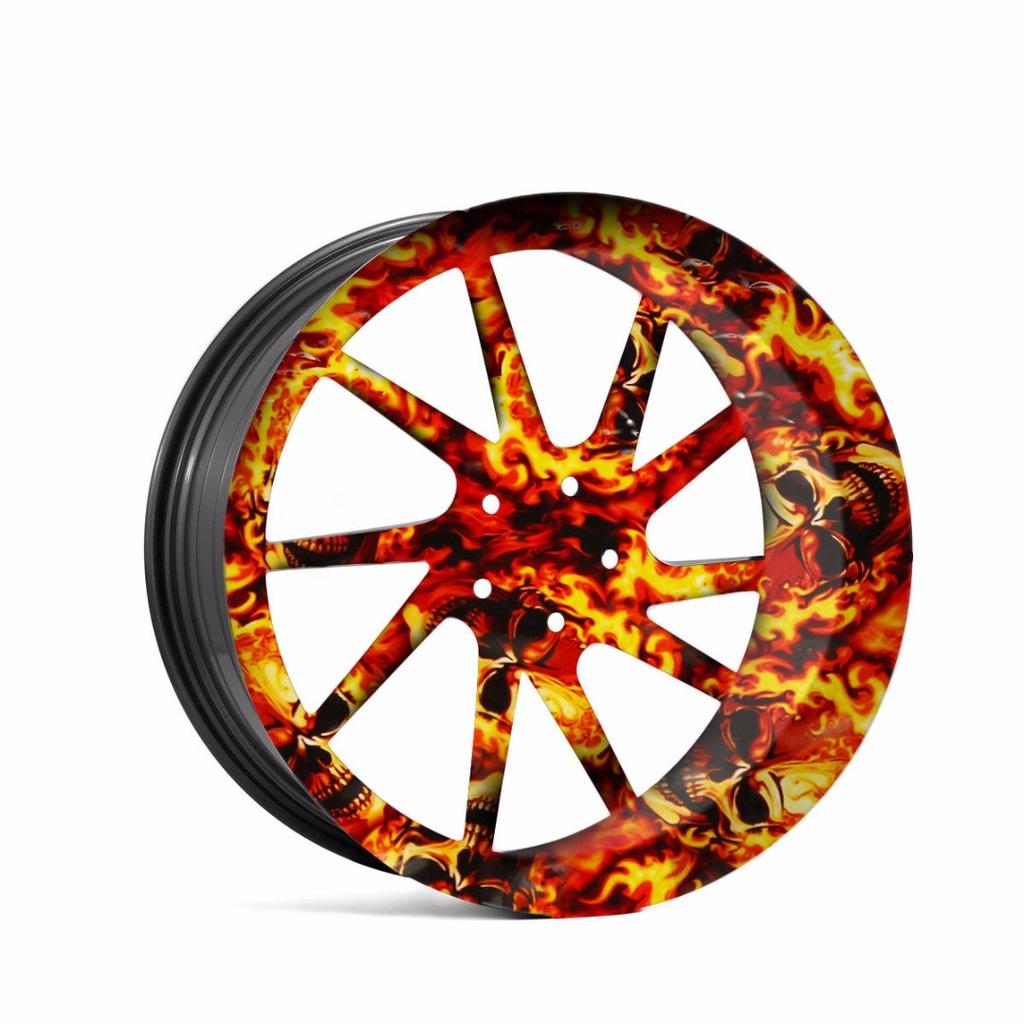 Ny 0,5*1m Red Fire Skulls PVA Hydrographic Water Transfer Film Printing Hydro