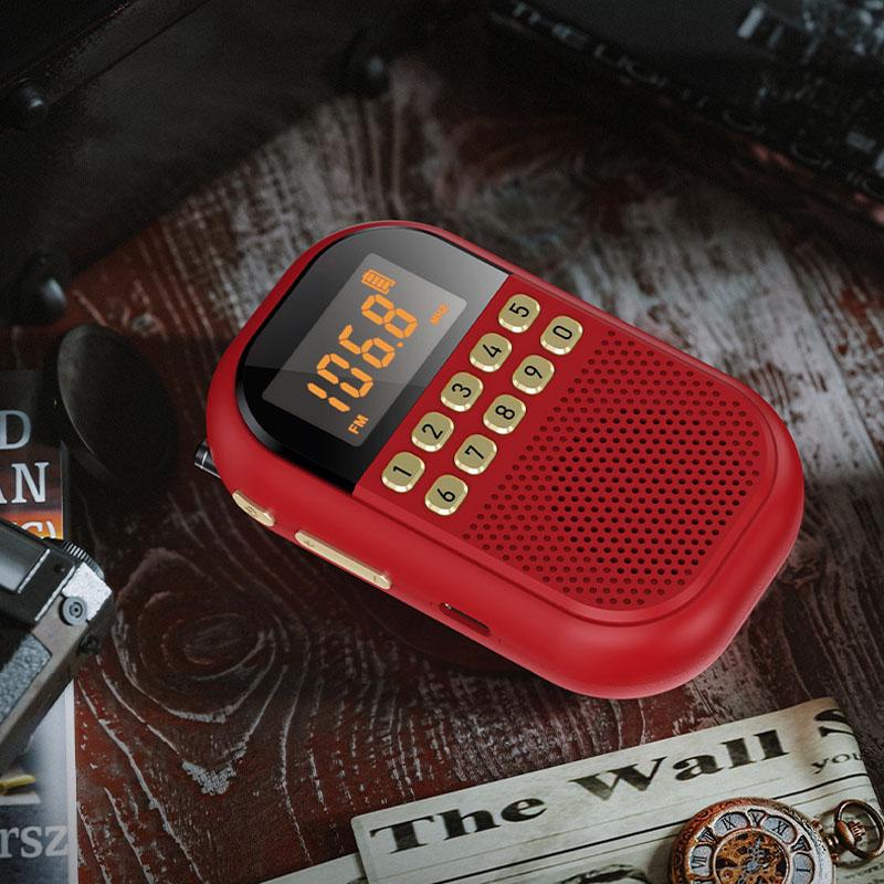Mini Pocket FM AM Radio Large LCD Display DSP Radios Receiver Wireless Bluetooth Speaker TF Card Music Player for Elder 9K/10K