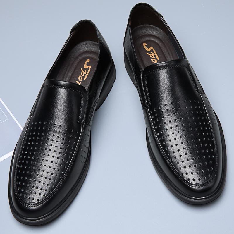 High Quality Men'S Shoes Breathable Loafers Men Genuine Leather Business Dress Casual Retro Slip On Luxury Wedding Dress Shoes