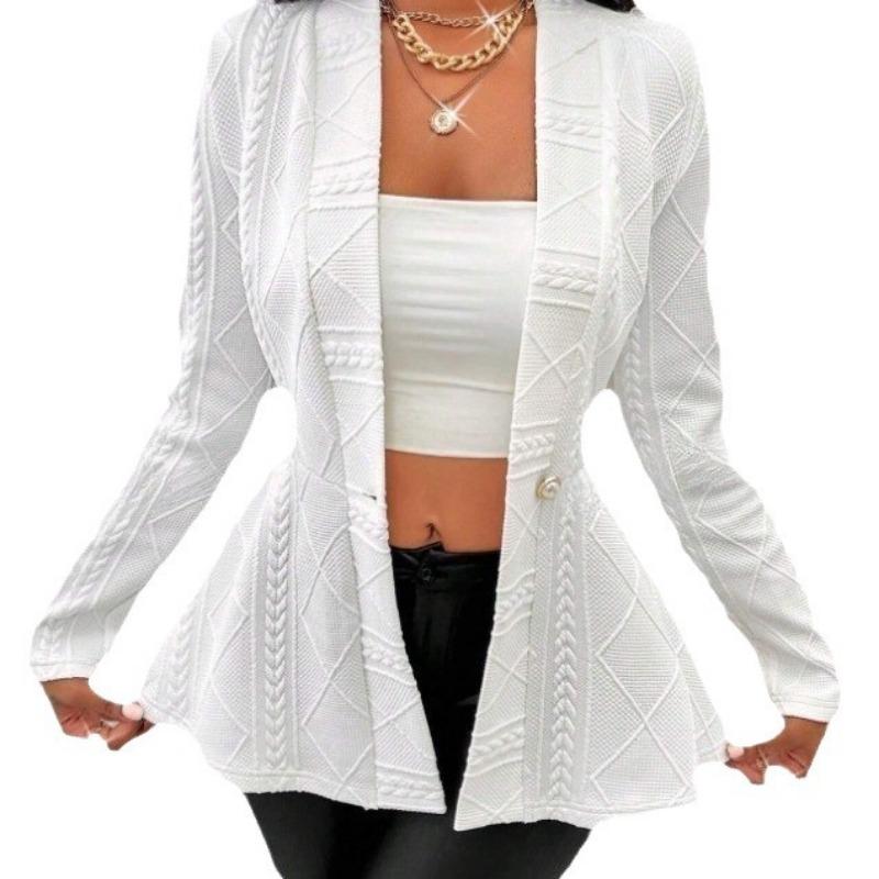 Autumn Winter Fashion Long Sleeved Women's Jacquard Jackets Thickened New Elegant V Neck Casual Simple Slim Fit Coats Female Streetwear Shirt Clothing