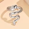 Unisex Stainless Steel Adjustable Snake Ring - Punk Hip Hop Style