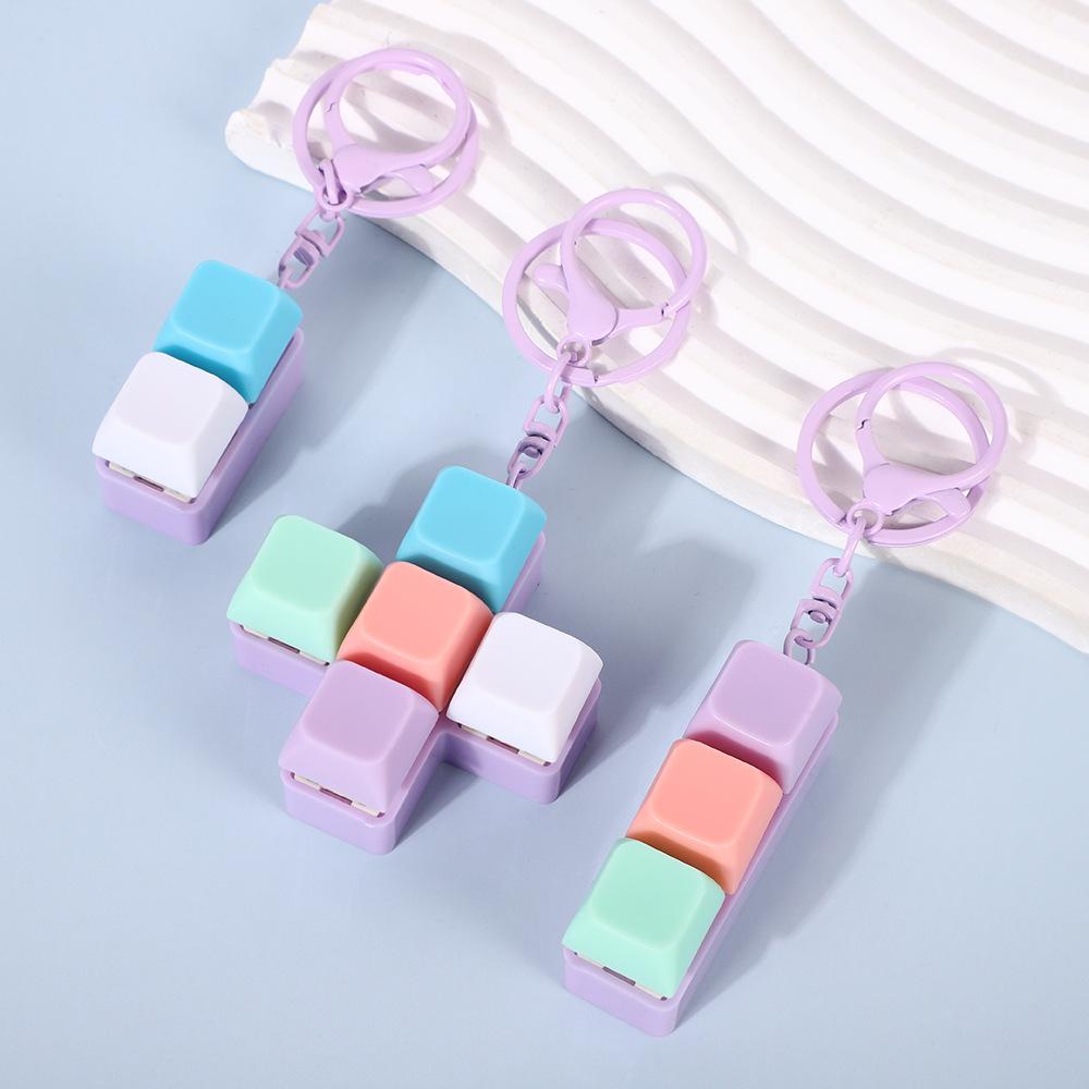 Tetris Fingertips Press Creative Buttons Keychain Design Portable Decompression Artifact