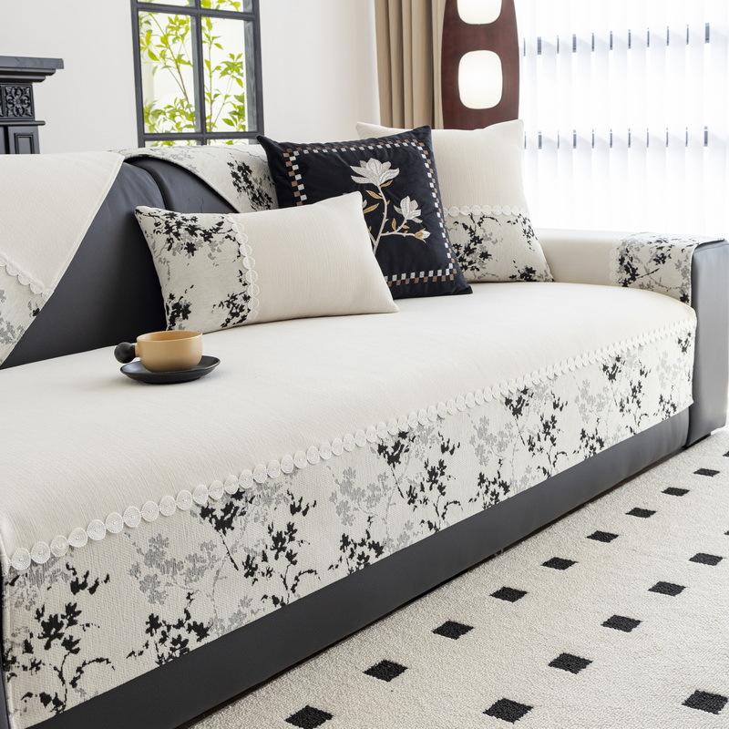 

Чехол для дивана из шенилла, всесезонный, французский, винтажный, кремовый, противоскользящий, противопылевой, для защиты дивана в гостиной 70x70cm 1pcs белый