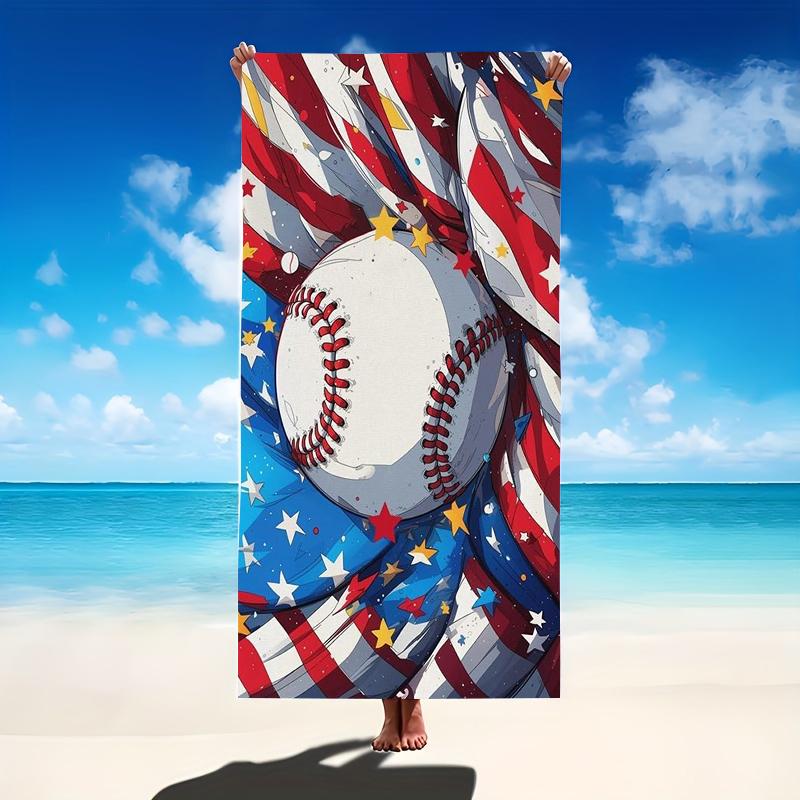 American Patriotic Stars Baseball Microfiber Beach Towel Oversized Extra Large Sports Theme Pool Blanket for Kids Boys Travel