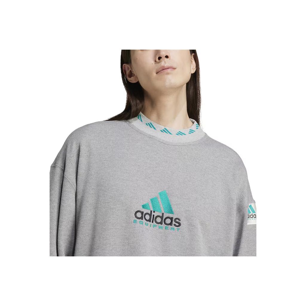 Adidas Equipment Series EQT Reflective Crew Retro Reflective Sports Long Sleeve Round Neck Pullover Sweatshirt Men sweatshirt Gray JP0190