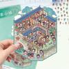 Kreslené krajinné samolepky Vícenásobný miniaturní svět 3D chata Rozbalit DIY scéna Ruční příspěvek