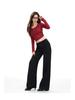 2026 Spring Slim-Fit American Style High-End Floor-Length Suit Pants - Black & White, Mid-Low Waist, Non-Clingy, Slimming Design